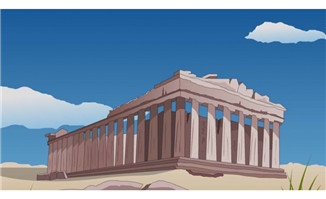世界著名建筑希腊石头动漫场景素材