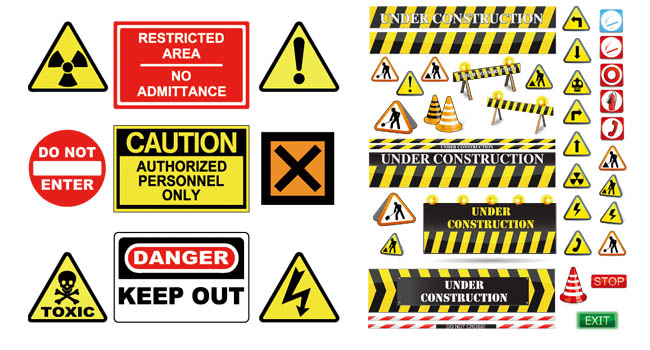 各种道路施工安全标志矢量素材