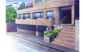 ps动画背景不同时差的动画背景学校的门市楼梯