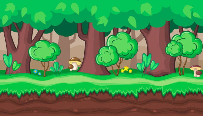 游戏场景树林与草地动画制作素材
