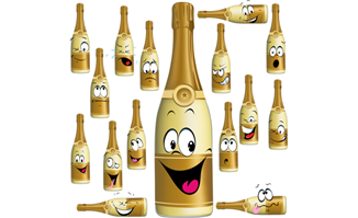 卡通香槟瓶子各种表情png图片素材