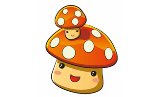 手绘蘑菇卡通形象表情p