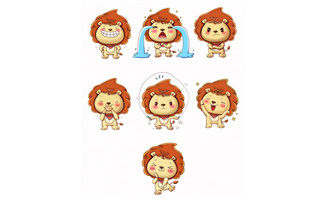 狮子卡通形象表情设计png图片素材