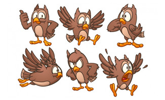 鸟卡通形象表情包设计png图片素材