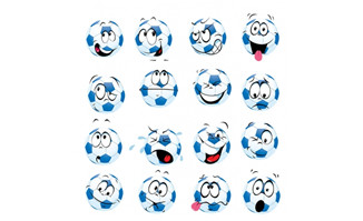 卡通手绘足球静态表情脸png图片素材