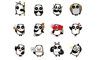 卡通形象熊猫表情矢量图素材