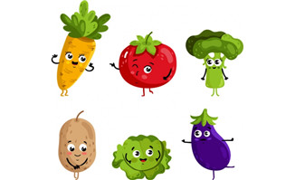 蔬菜矢量创意卡通形象表情矢量图