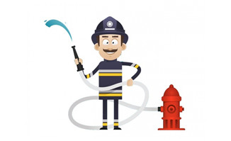 消防员卡通形象扁平化风格简图素材