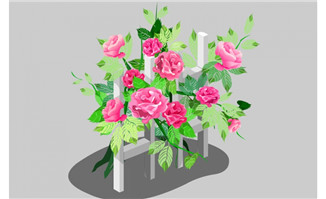 木栅栏上的玫瑰花flash动画