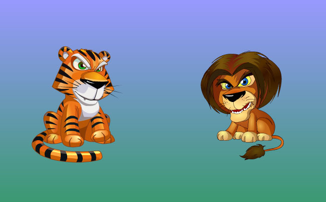 老虎和狮子表情动作flash卡通动画