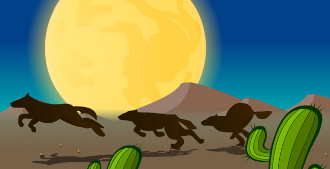 沙漠奔跑的狼狗动作动画短片模板素材