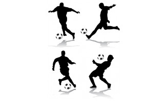 4个足球运动动作人物剪影矢量素材
