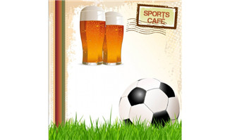 创意啤酒与足球海报矢量