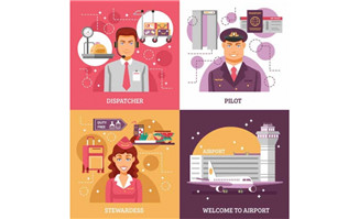 空姐和候机人员矢量图片(5)