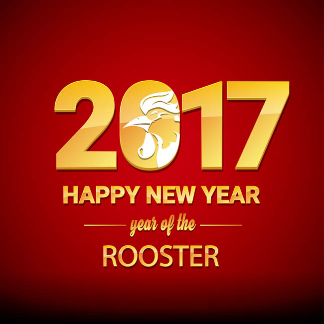 创意2017年鸡年新年贺卡矢量素材