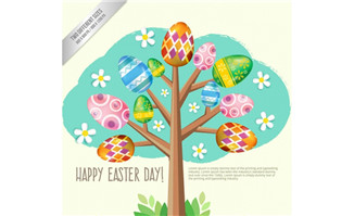 复活节创意彩蛋树矢量图