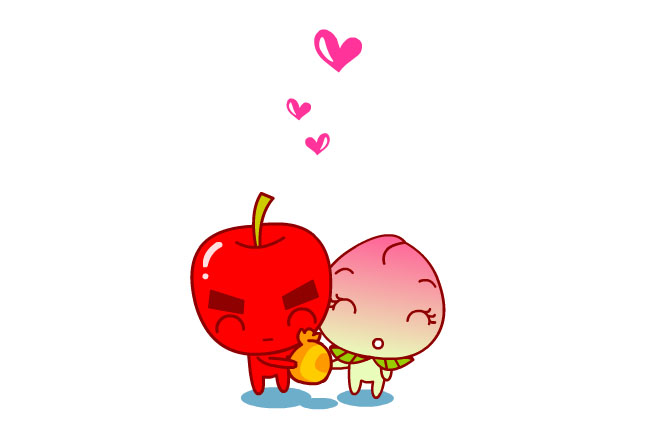 卡通苹果跟桃子flash爱心动画
