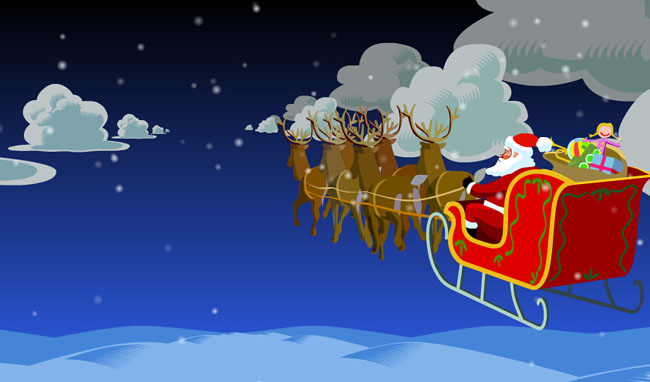 天空马车跑动圣诞老人动画短片模板素材