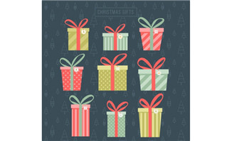 9款美丽的圣诞礼品盒子矢量图