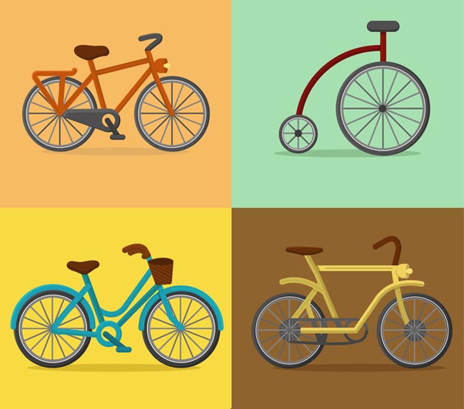 4款彩色自行车设计矢量素材