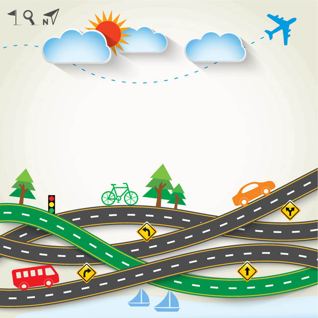 创意公路旅游剪贴画矢量图