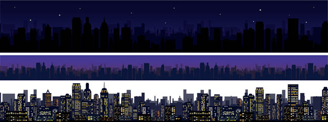 繁华的都市夜景设计矢量素材2