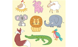 9款卡通笑脸动物矢量素材