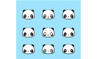 9款可爱熊猫表情头像矢量素材