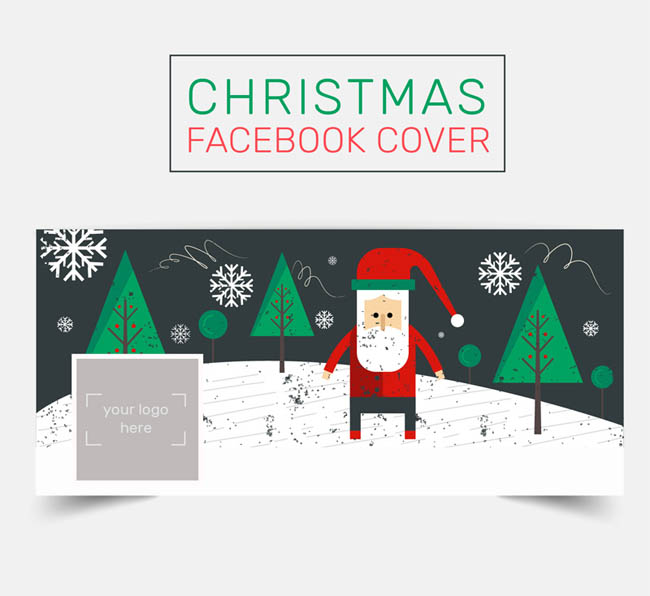 圣诞老人脸书封面图片矢量图