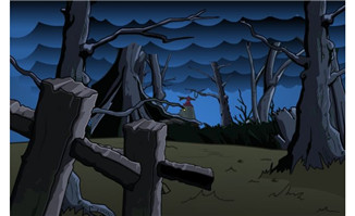 夜色下的枯枝flash动画二维场景