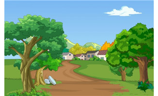 村庄外面的小路flash动画素材场景