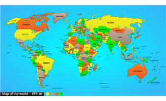 彩色的世界地图矢量素材图片