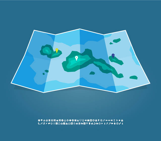 创意地图折纸矢量图片