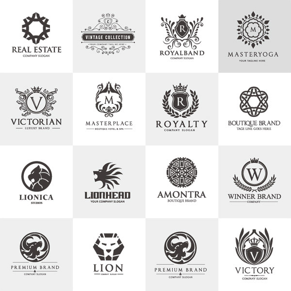 logo设计素材元素黑白风格的矢量图素材下载