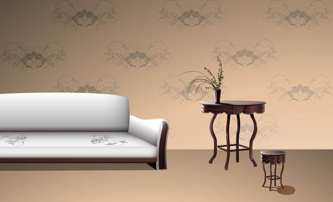 古典欧式家具背景矢量素材-4