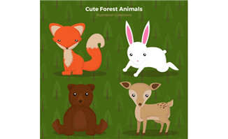 4款可爱森林动物矢量素材