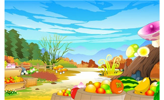 flash动画制作场景设计各种水果童话世界的场景素