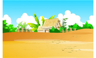 flash动画制作场景设计乡村的房屋及竹子设计素材