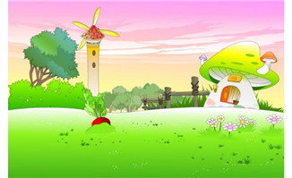 乡村建筑蘑菇元素flash动画场景设计素材下载