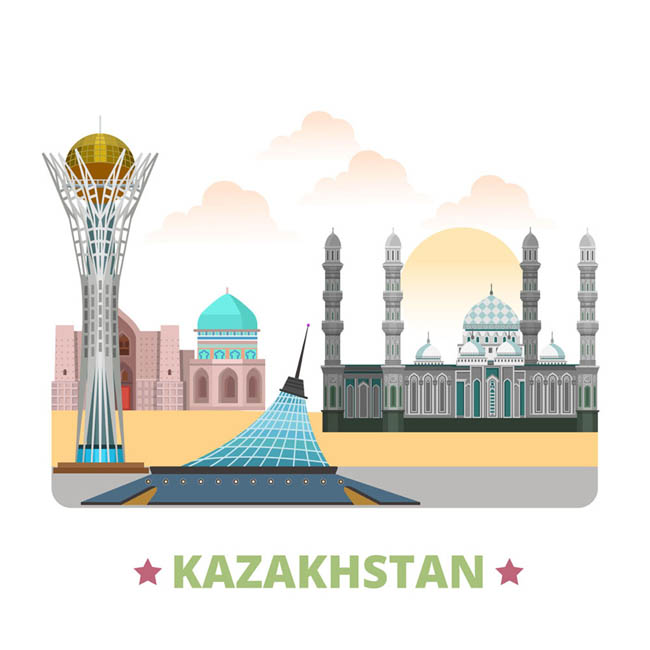 矢量图动画制作场景建筑哈萨克斯坦漫画矢量图