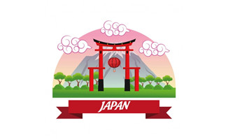 扁平化设计日本文化设计素材建筑风格矢量图素