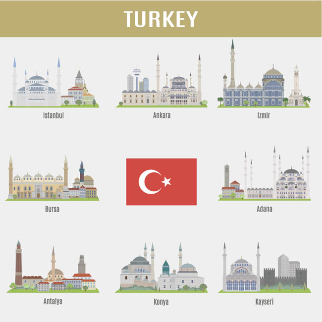 土耳其城市建筑插图图片矢量图素材下载
