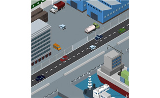 3d建筑城市道路背景图片矢量图素材下载