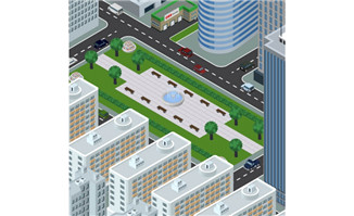 3d建筑矢量图城市道路立体图图片素材下载