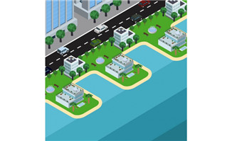 海边3d建筑别墅房屋图片矢量图素材下载
