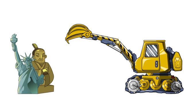 挖挖机，古物挖走的动画效果，flash动画素材