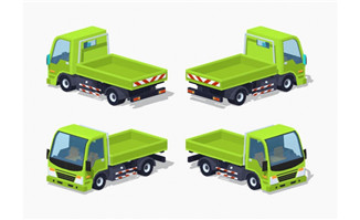 卡通绿色货车图片