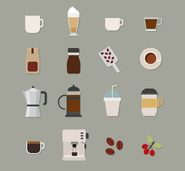16款咖啡元素图标矢量素材