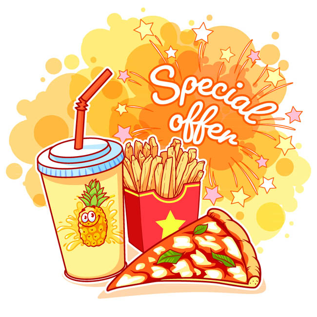 彩绘快餐食品特价海报设计
