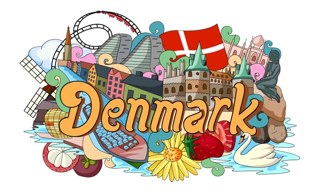 丹麦建筑旅游海报设计矢量图素材